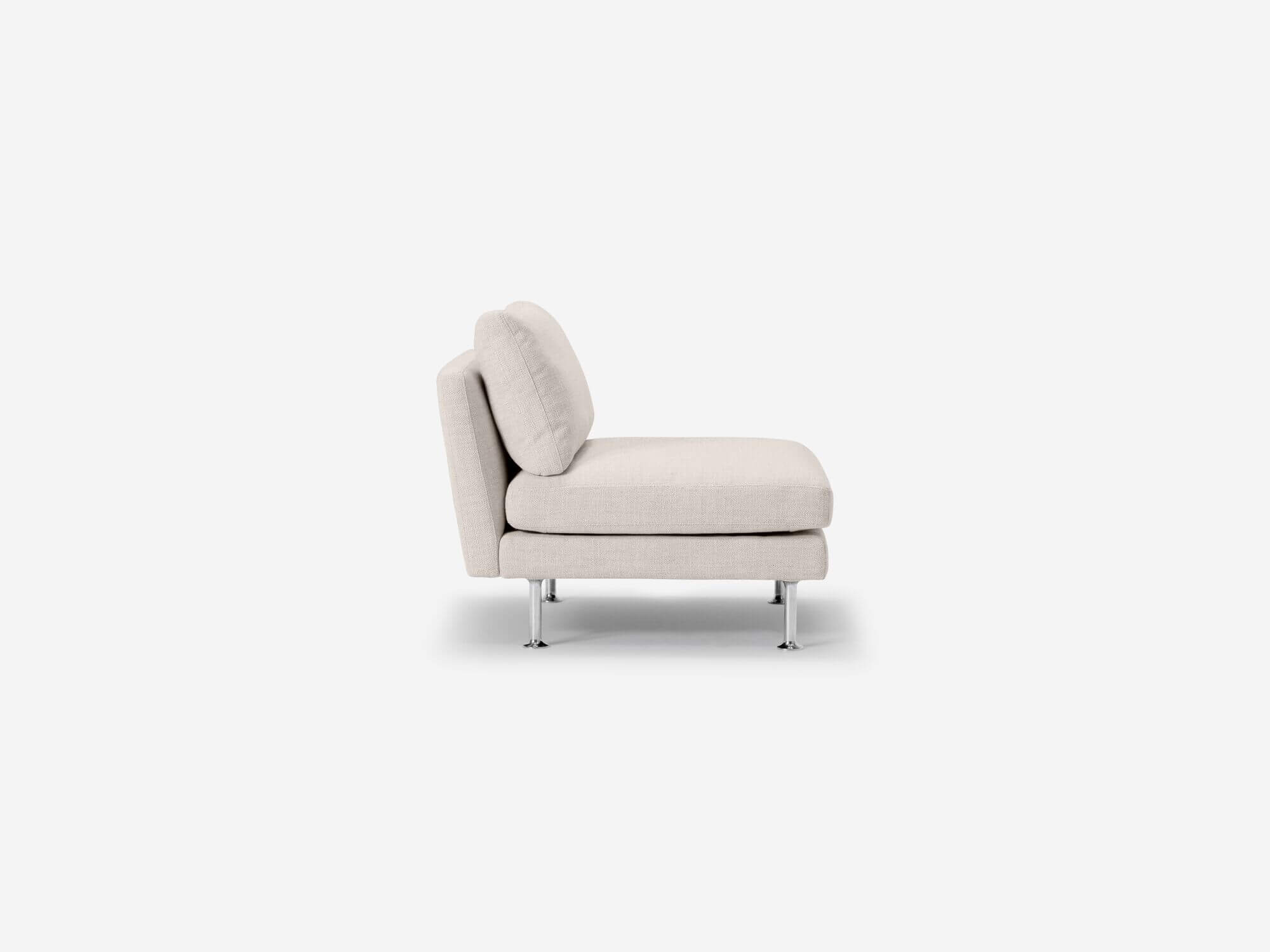 Side view of ivory armless chair